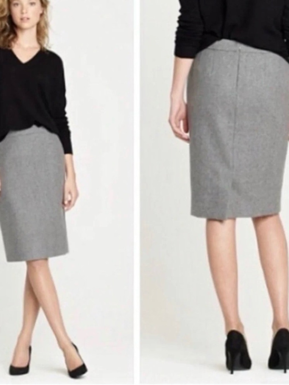 J. Crew Gray Pencil Skirt - Tailored Knee-Length
